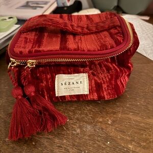 Sézane Red Velvet Vanity pouch NWT